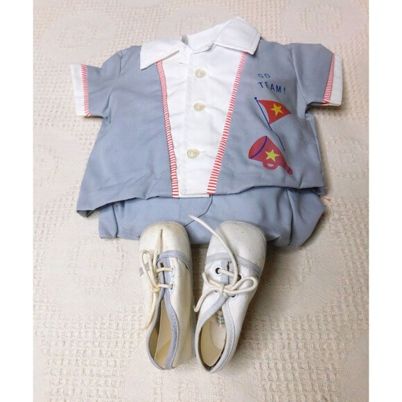 Vintage Catton Candy Boy's Sport Set Top Bottom Shoes 0-6 mo. Unused in Box Rare - Picture 3 of 12